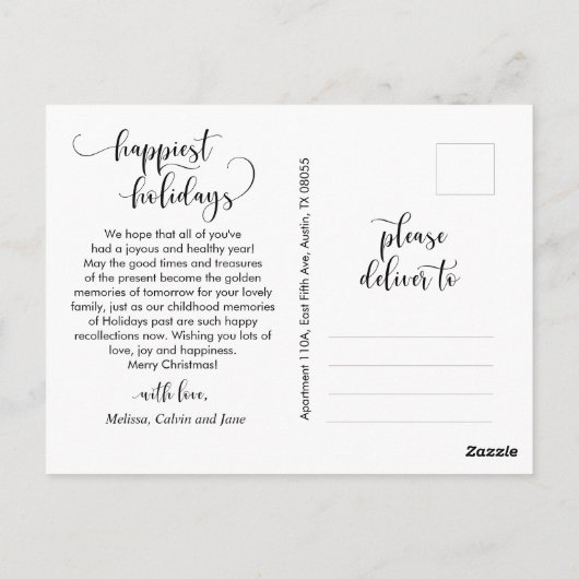 Modernes, Minimalistisches Foto für Weihnachten Postkarte (Rückseite)