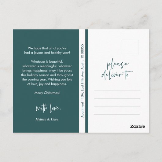 Modernes, Minimalistisches Foto für Weihnachten Postkarte (Rückseite)