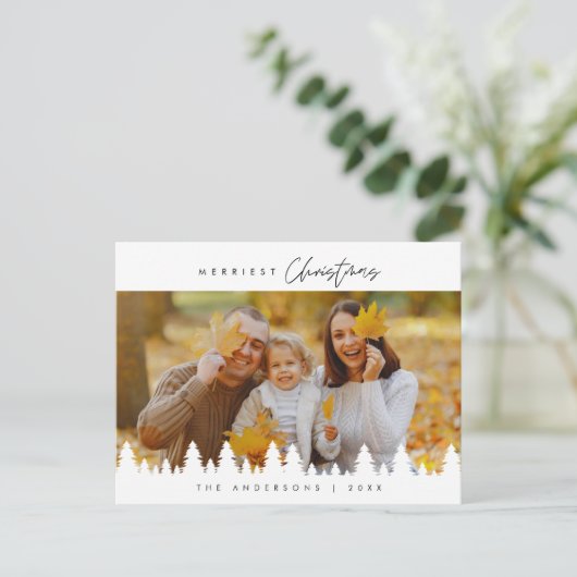 Modernes, Minimalistisches Foto für Weihnachten Postkarte (Stehend Vorderseite)