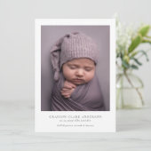 Modernes Minimalistisches Foto Geburt Ankündigung (Stehend Vorderseite)