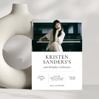 Modernes Minimalistisches Foto - Geburtstag Einladung