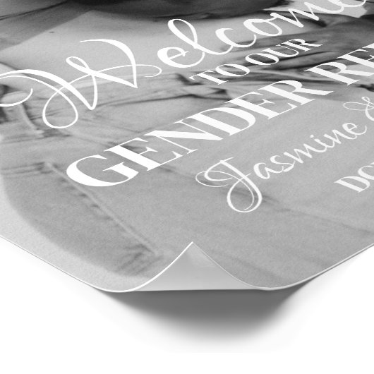 Modernes Minimalistisches Foto Gender Reveal Begrü Poster (Ecke)