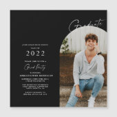 Modernes Minimalistisches Foto Grad Einladung Magn (Vorderseite)