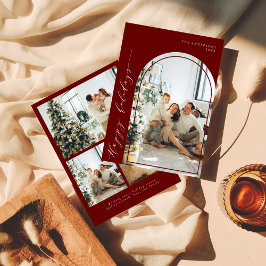 Modernes, Minimalistisches Foto Happy Holidays Red Feiertagskarte