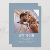 Modernes Minimalistisches Foto Hochzeit Dusty Blue Save The Date (Vorne/Hinten)