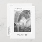 Modernes Minimalistisches Foto Hochzeit rettet das Ankündigungspostkarte (Vorne/Hinten)