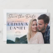 Modernes Minimalistisches Foto Hochzeit rettet das Einladung (Vorderseite)