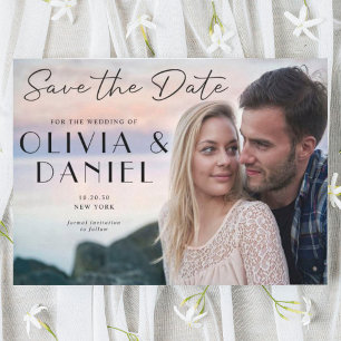 Modernes Minimalistisches Foto Hochzeit rettet das Einladung