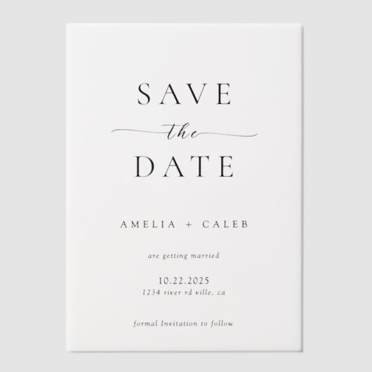 Modernes Minimalistisches Foto Hochzeit rettet das Pergament Einladungen (Vorderseite)