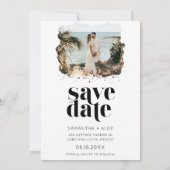 Modernes Minimalistisches Foto Hochzeit rettet das Save The Date (Rückseite)