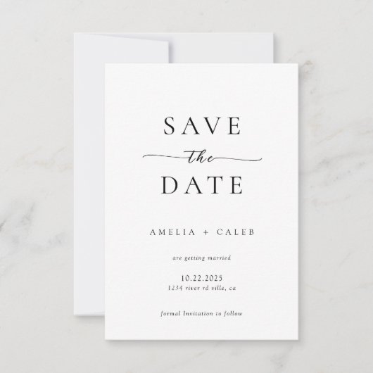Modernes Minimalistisches Foto Hochzeit rettet das Save The Date (Vorderseite)