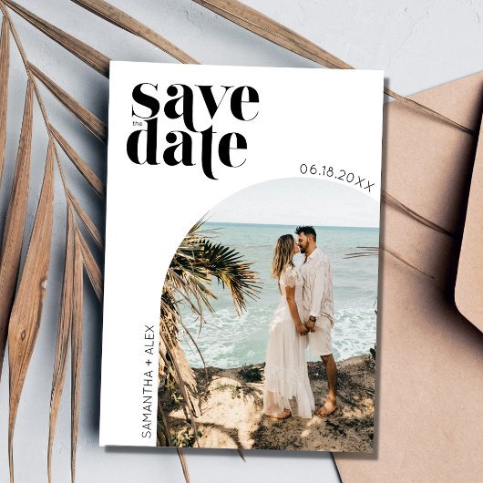 Modernes Minimalistisches Foto Hochzeit rettet das Save The Date