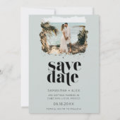 Modernes Minimalistisches Foto Hochzeit rettet das Save The Date (Rückseite)