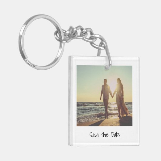 Modernes Minimalistisches Foto Hochzeit rettet das Schlüsselanhänger (Vorderseite links)