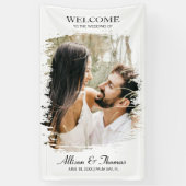Modernes Minimalistisches Foto Hochzeit Willkommen Banner (Vertikal)