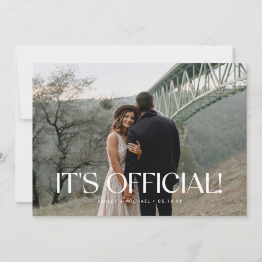 Modernes, minimalistisches Foto-Hochzeitsprogramm Ankündigung (Vorderseite)