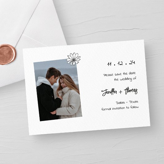 Modernes Minimalistisches Foto Hochzeitsszenario s Save The Date