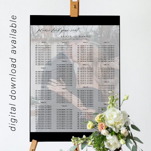 Modernes minimalistisches Foto-Hochzeitstabelle Poster