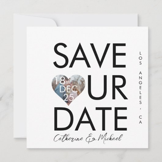 Modernes, Minimalistisches Foto im Stil der Social Save The Date (Vorderseite)