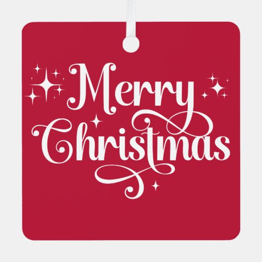 Modernes Minimalistisches Foto in Rot und Weiß Ornament Aus Metall (Vorderseite)