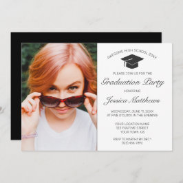 Modernes Minimalistisches Foto in Weiß Abschluss Einladung