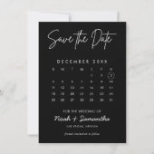 Modernes Minimalistisches Foto Kalender Schwarz Save The Date (Vorderseite)