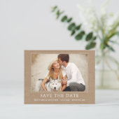 Modernes Minimalistisches Foto Kraft Save the Date Postkarte (Stehend Vorderseite)