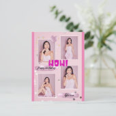 Modernes minimalistisches Foto Lady Birthday Post Postkarte (Stehend Vorderseite)