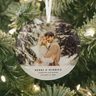 Modernes Minimalistisches Foto Merry & Verheiratet Ornament Aus Glas