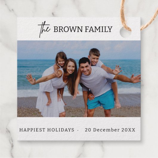 Modernes, Minimalistisches Foto mit benutzerdefini Geschenkanhänger (Rückseite)