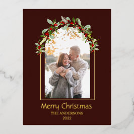 Modernes Minimalistisches Foto mit Blumenstrauß Folien Feiertagspostkarte