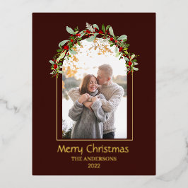 Modernes Minimalistisches Foto mit Blumenstrauß Folien Feiertagspostkarte