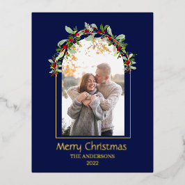 Modernes Minimalistisches Foto mit Blumenstrauß Folien Feiertagspostkarte