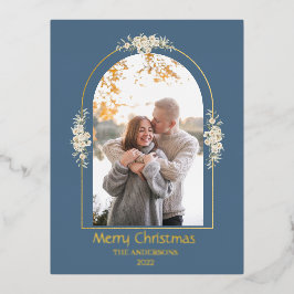 Modernes Minimalistisches Foto mit Blumenstrauß Gr Folien Feiertagspostkarte