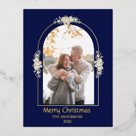 Modernes Minimalistisches Foto mit Blumenstrauß Ro Folien Feiertagspostkarte