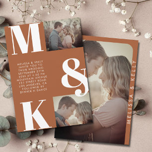 Modernes Minimalistisches Foto mit feinem Monogram Einladung