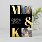Modernes Minimalistisches Foto mit feinem Monogram Folieneinladung (Stehend vorne)