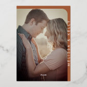 Modernes Minimalistisches Foto mit feinem Monogram Folieneinladung (Rückseite)