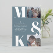 Modernes Minimalistisches Foto mit feinem Monogram Folieneinladung (Stehend vorne)