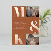 Modernes Minimalistisches Foto mit feinem Monogram Folieneinladung (Stehend vorne)