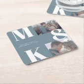 Modernes Minimalistisches Foto mit feinem Monogram Rechteckiger Pappuntersetzer (angewinkelt)