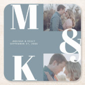 Modernes Minimalistisches Foto mit feinem Monogram Rechteckiger Pappuntersetzer (Vorderseite)