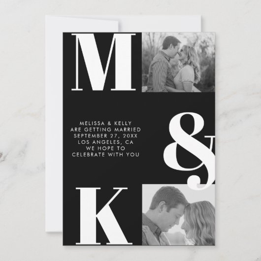 Modernes Minimalistisches Foto mit feinem Monogram Save The Date (Vorderseite)
