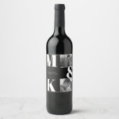 Modernes Minimalistisches Foto mit feinem Monogram Weinetikett (Vorderseite)