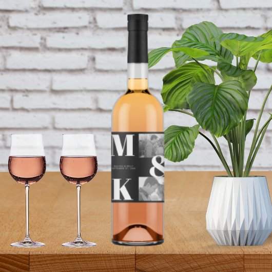 Modernes Minimalistisches Foto mit feinem Monogram Weinetikett