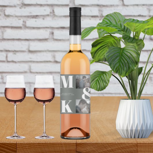 Modernes Minimalistisches Foto mit feinem Monogram Weinetikett