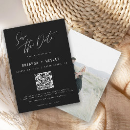 Modernes Minimalistisches Foto mit QR-Code in Schw Save The Date