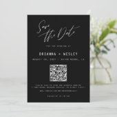 Modernes Minimalistisches Foto mit QR-Code in Schw Save The Date (Stehend Vorderseite)