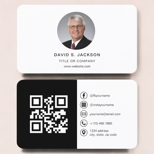 Modernes Minimalistisches Foto mit QR Code Social  Visitenkarte