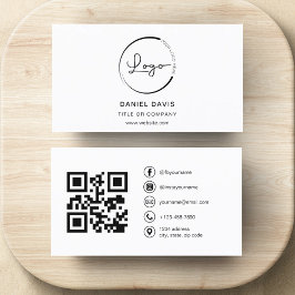 Modernes Minimalistisches Foto mit QR Code Social  Visitenkarte